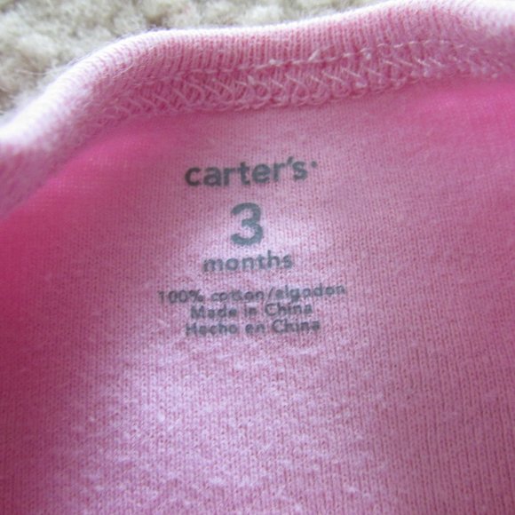 Carters One Piece Onesie Girls Size 3M‎ Pink Short Sleeve Butterfly Flowers Snap - Picture 3 of 4